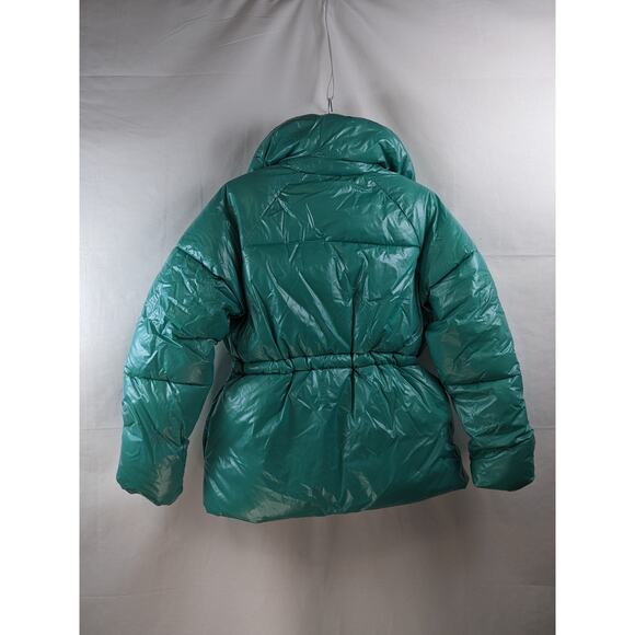 Wet Look Puffer Coat‎ A New Day Jade XS Green Winter Zip Up Puffy Cinch Jacket - Picture 6 of 11